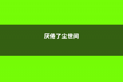 厌倦了尘世浮华，那我陪你归隐山下！ (厌倦了尘世间)