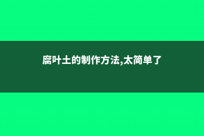 腐叶土的制作方法，多久才能腐熟 (腐叶土的制作方法,太简单了)