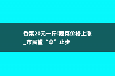 香菜40块1斤！吃不起了，赶紧自己在家种一盆！ (香菜20元一斤!蔬菜价格上涨 市民望“菜”止步)