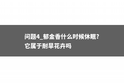 郁金香休眠期如何护理 (问题4 郁金香什么时候休眠?它属于耐旱花卉吗)