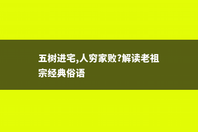 五树进宅 人穷家败 (五树进宅,人穷家败?解读老祖宗经典俗语)