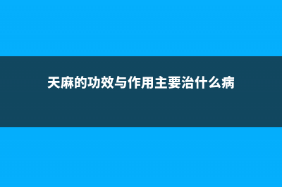 天麻的功效与作用 (天麻的功效与作用主要治什么病)