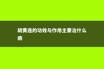 胡黄连的功效与作用 (胡黄连的功效与作用主要治什么病)