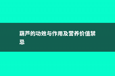 葫芦的功效与作用 (葫芦的功效与作用及营养价值禁忌)