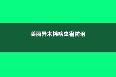 美丽异木棉的病虫害和防治 (美丽异木棉病虫害防治)